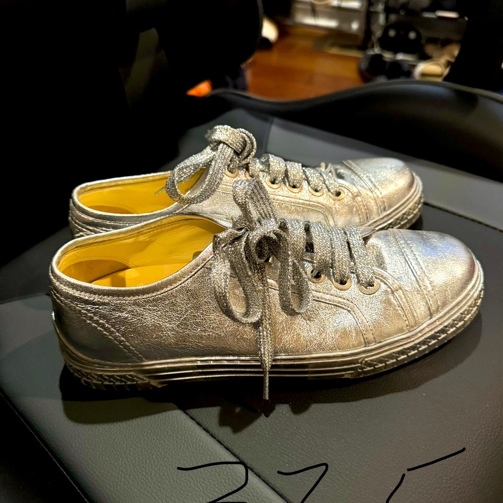 Chanel silver sneakers